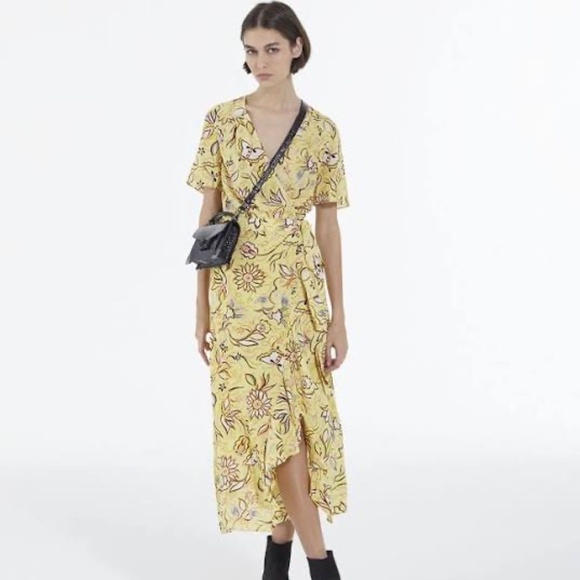 The Kooples Paris Yellow Floral Print Dress - Picture 1 of 5